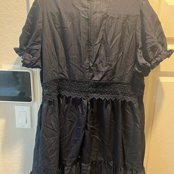 SHEIN Navy Blue Lace Midi Dress - Picture 3 of 4